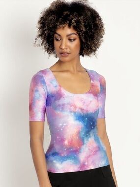 Blackmilk Galaxy Dreams Short Sleeve Scoop Top
